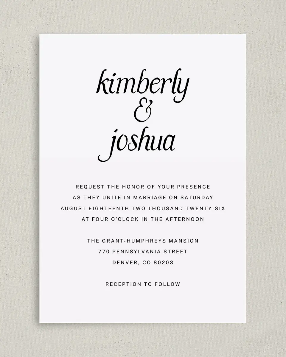 This is a 5" x 7" Classic Wedding Invitation called Simply Sprinkled printed in full color with Gold foil on Luxe Satin (coated) paper