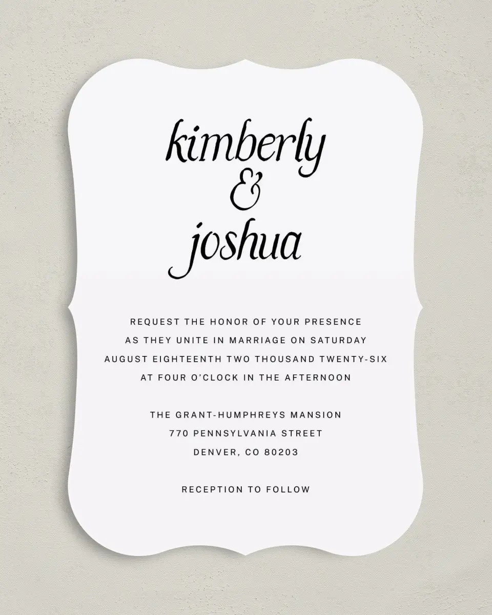 This is a 5" x 7" Bracket Wedding Invitation called Simply Sprinkled printed in full color on Premium Smooth paper