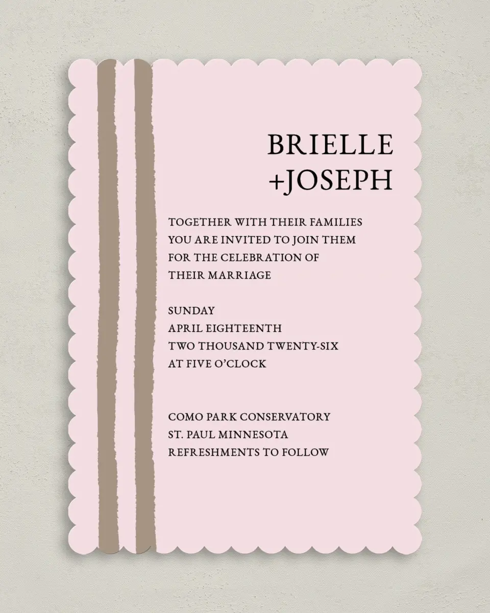 This is a 5" x 7" Classic Wedding Invitation called Sweetened Stripes printed in full color on Premium Smooth paper