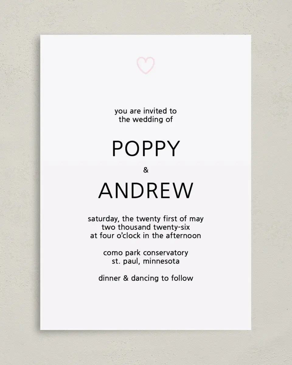 This is a 5" x 7" Classic Wedding Invitation called Delightful Stripes printed in full color on Premium Smooth paper