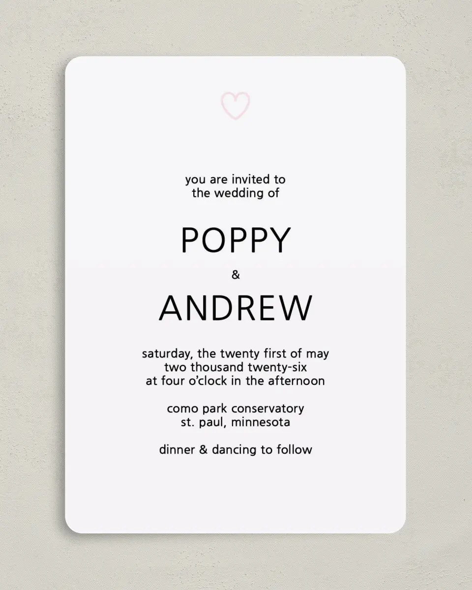 This is a 5" x 7" Rounded Wedding Invitation called Delightful Stripes printed in full color on Premium Smooth paper