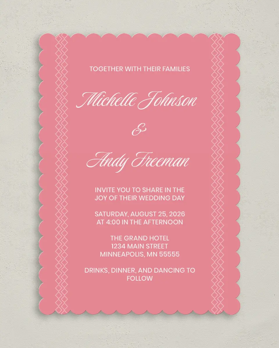 This is a 5" x 7" Classic Wedding Invitation called Shades of Love printed in full color on Premium Smooth paper