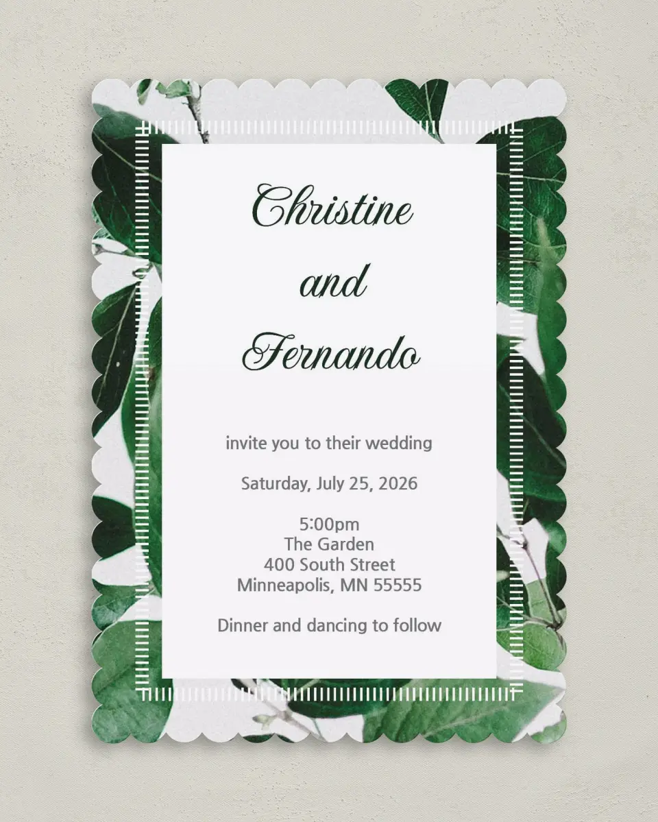 This is a 5" x 7" Classic Wedding Invitation called Love Grows printed in full color on Premium Smooth paper