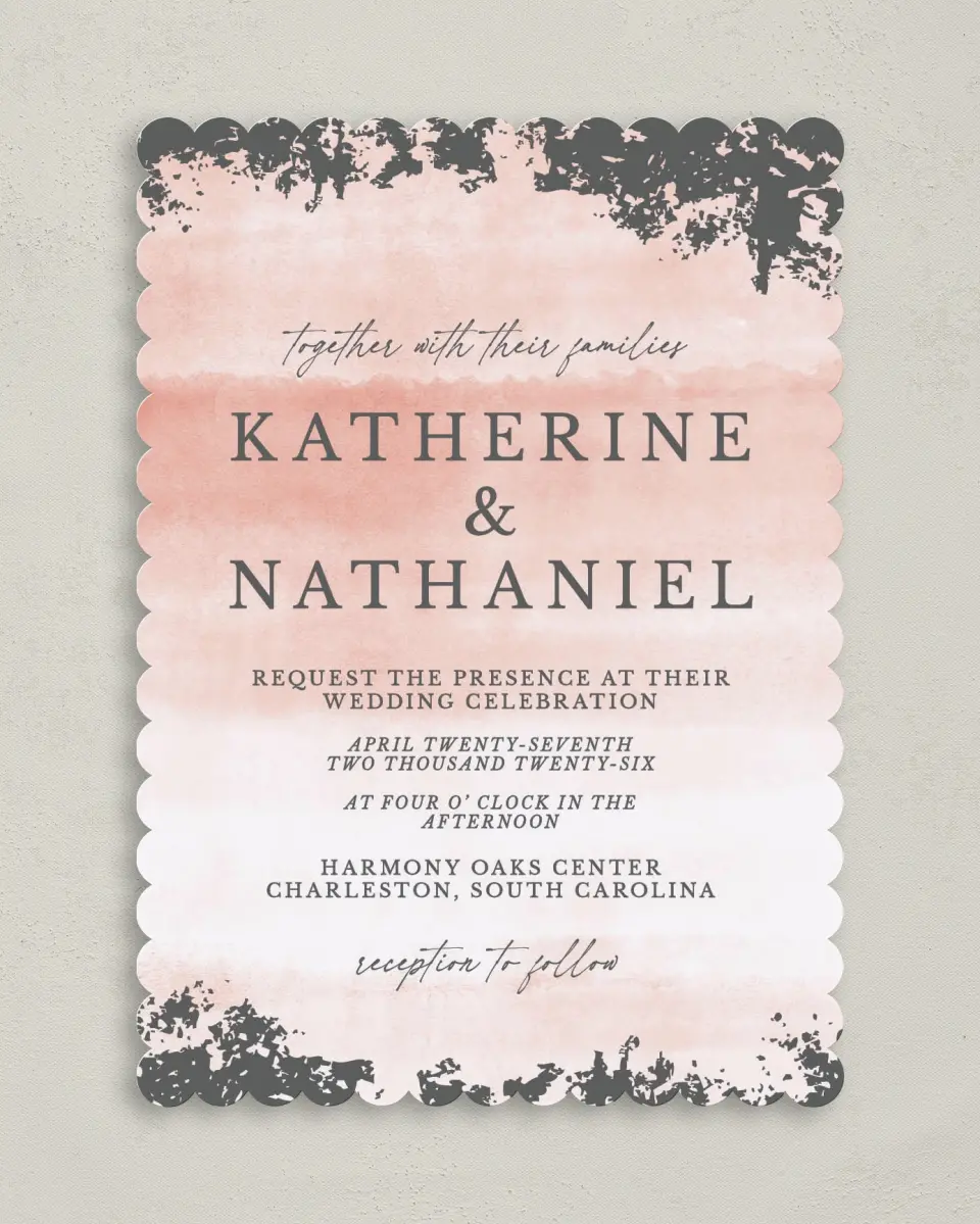 This is a 5" x 7" Classic Wedding Invitation called Chic Patina printed in full color on Premium Smooth paper