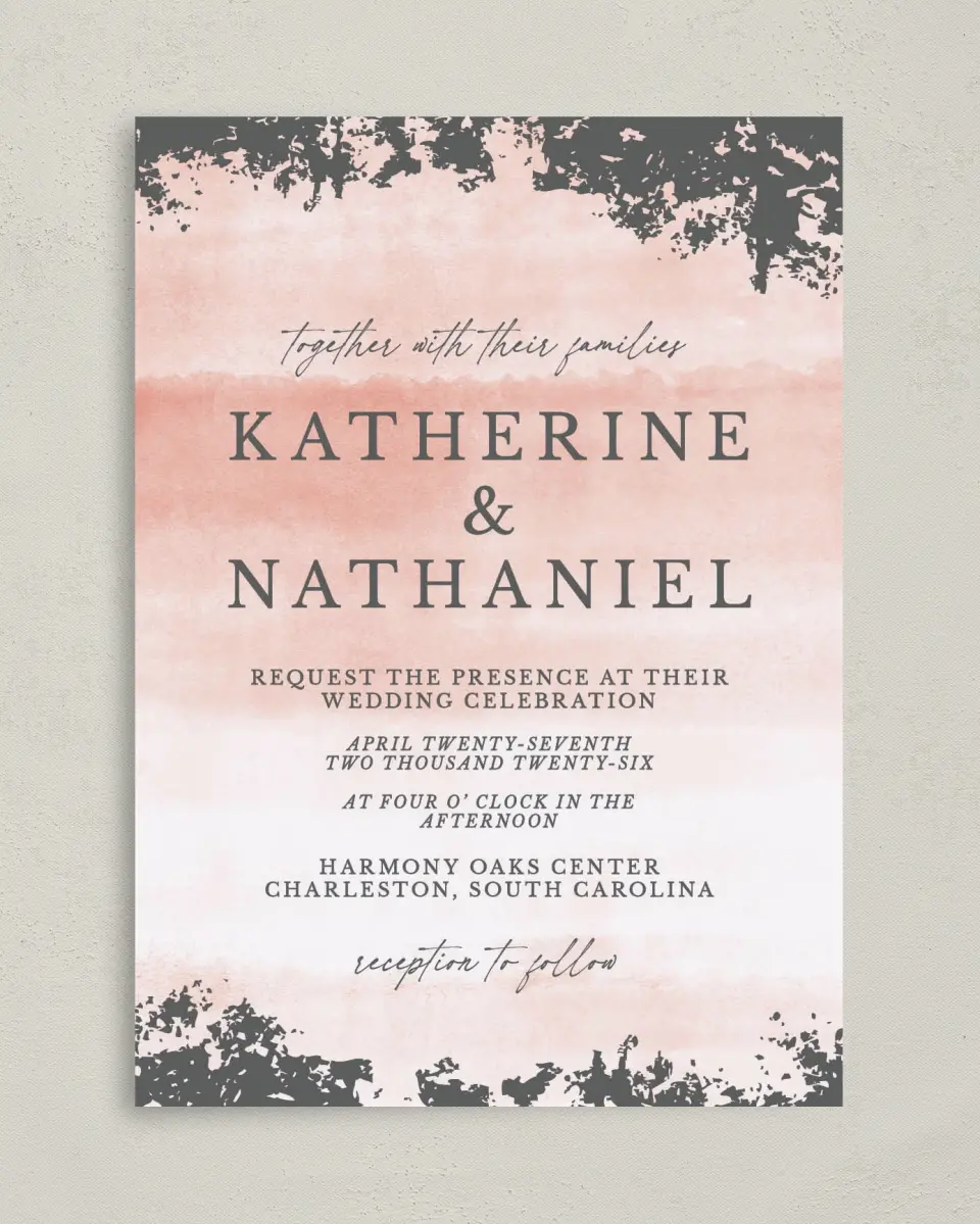 This is a 5" x 7" Classic Wedding Invitation called Chic Patina printed in full color on Premium Smooth paper