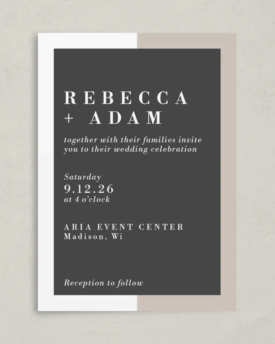 This is a 5" x 7" Classic Wedding Invitation called Merging Love printed in full color on Premium Smooth paper