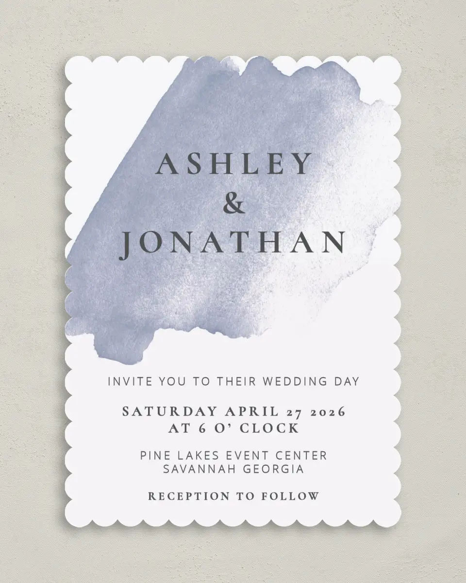 This is a 5" x 7" Classic Wedding Invitation called Stroke of Luck printed in full color on Premium Smooth paper