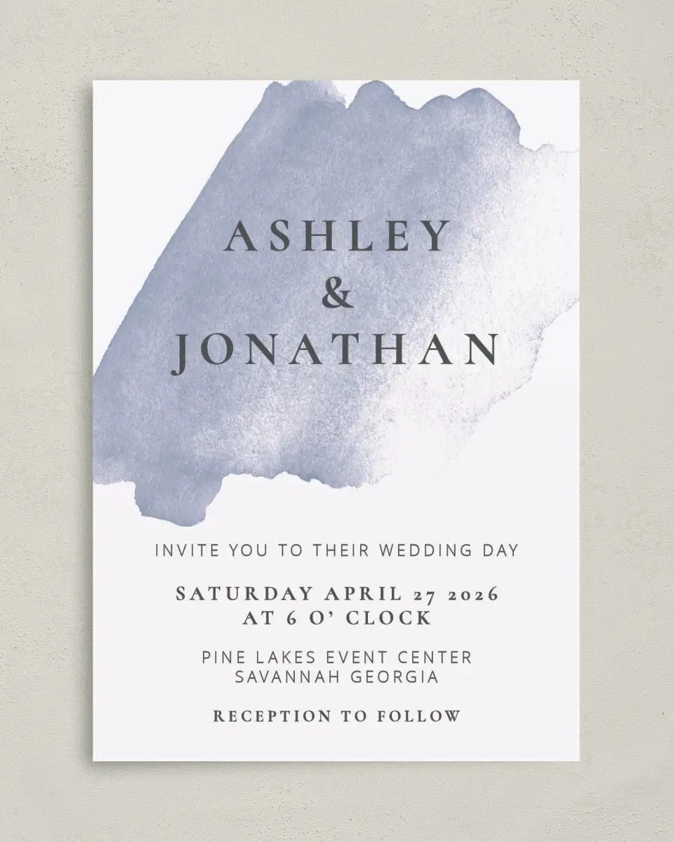 This is a 5" x 7" Classic Wedding Invitation called Stroke of Luck printed in full color on Premium Smooth paper