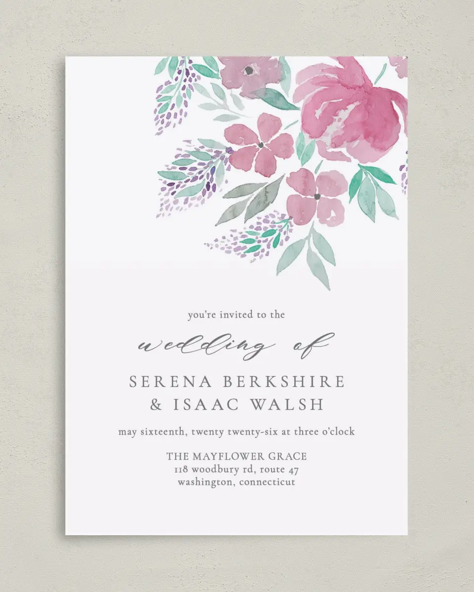 This is a 5" x 7" Classic Wedding Invitation called Antique Splendor printed in full color on Premium Smooth paper