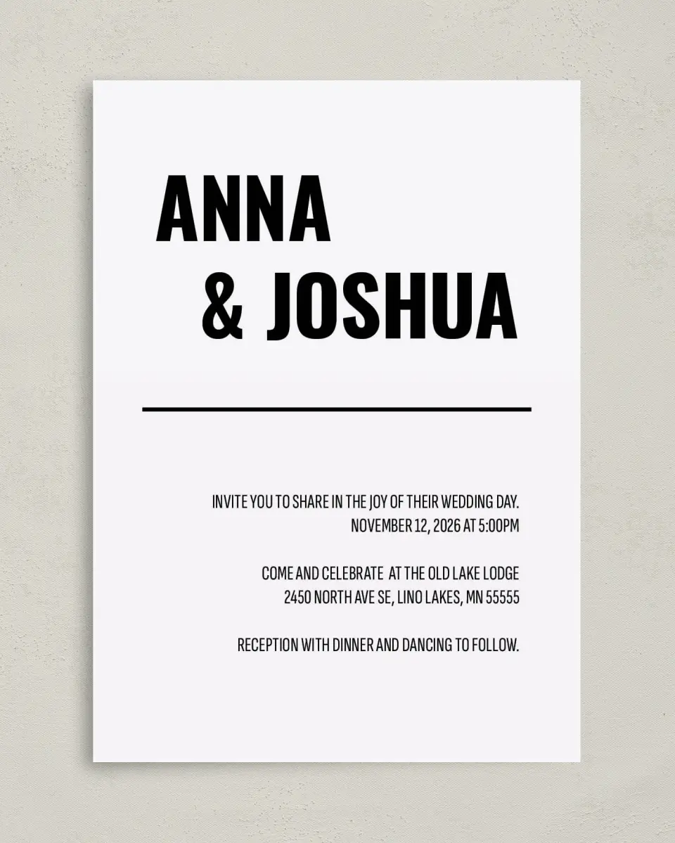 This is a 5" x 7" Classic Wedding Invitation called Stunning Symmetry printed in full color on Premium Smooth paper