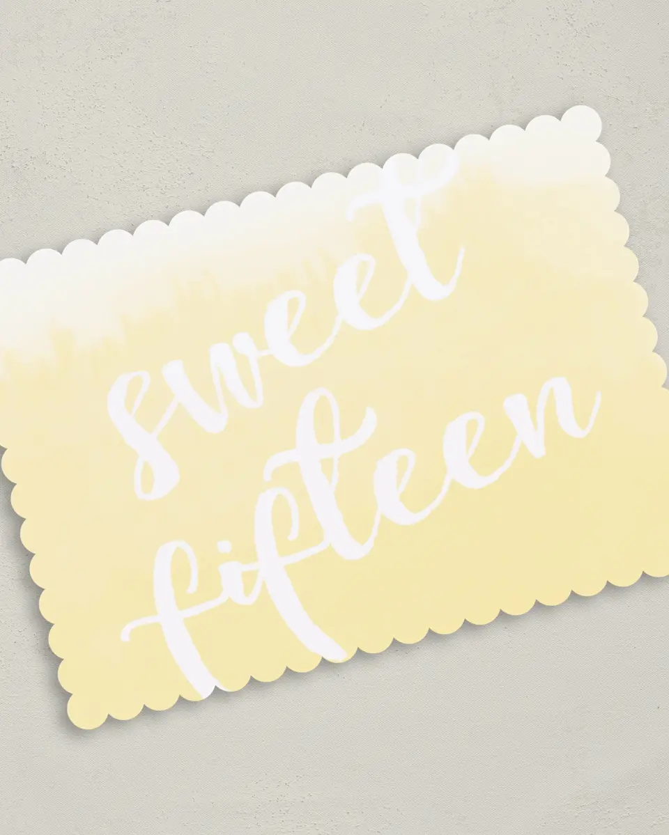 This is a 5" x 7" Quinceanera Invitation called Delicate Watercolor printed in full color on Premium Smooth paper