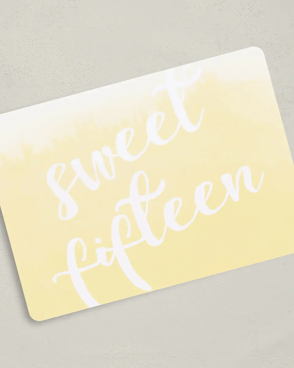 This is a 5" x 7" Quinceanera Invitation called Delicate Watercolor printed in full color on Premium Smooth paper