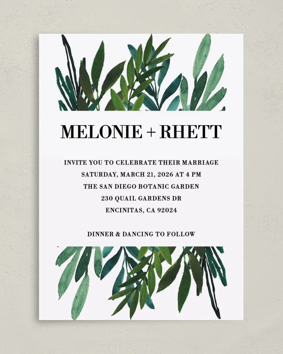 This is a 5" x 7" Classic Wedding Invitation called Sweet Eternity printed in full color on Premium Smooth paper