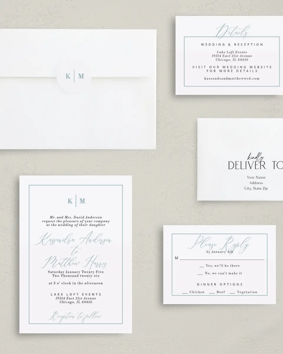 This is a 5" x 7" Classic Wedding Invitation called Eternal Love printed in full color on Premium Smooth paper