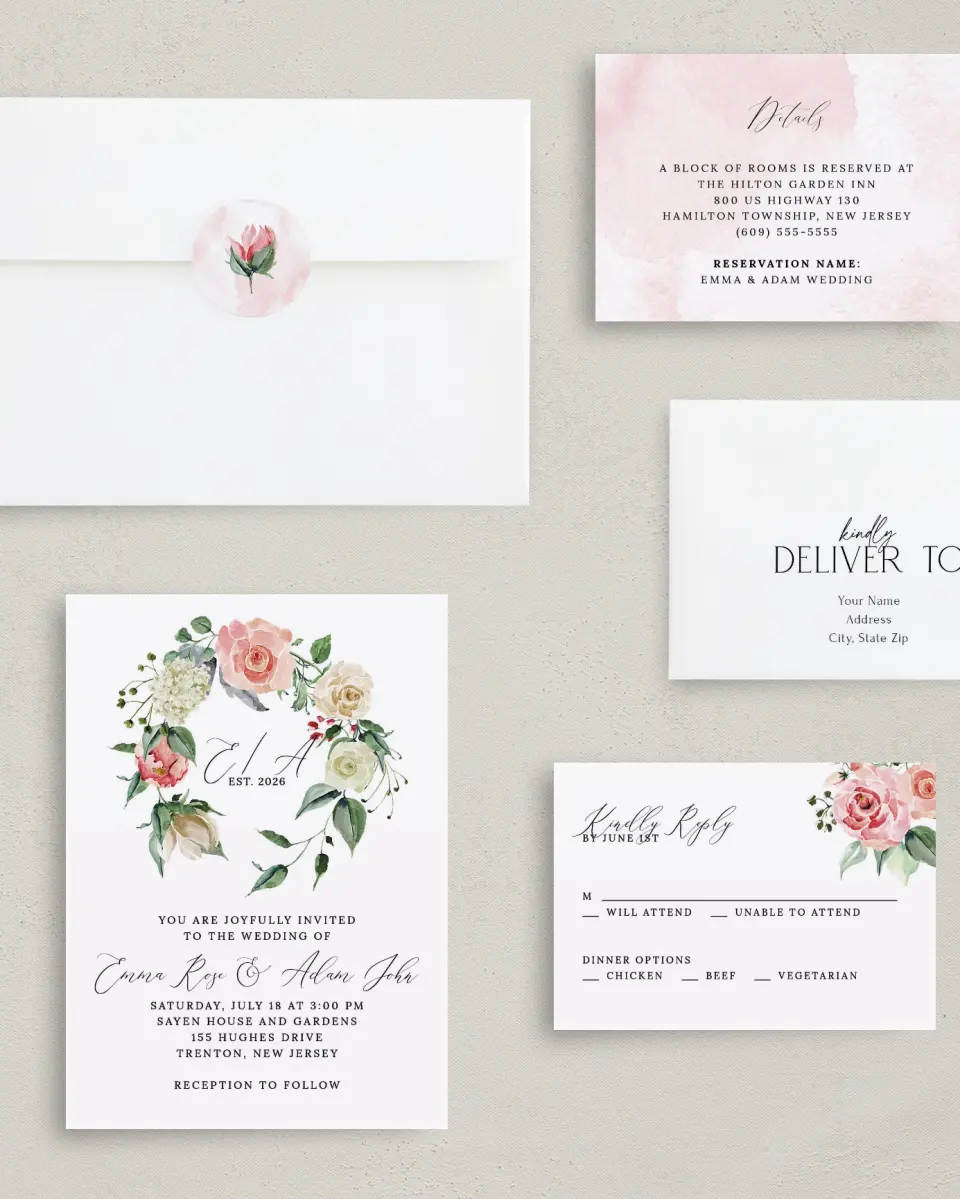 This is a 5" x 7" Classic Wedding Invitation called Enchanted Crown printed in full color on Premium Smooth paper