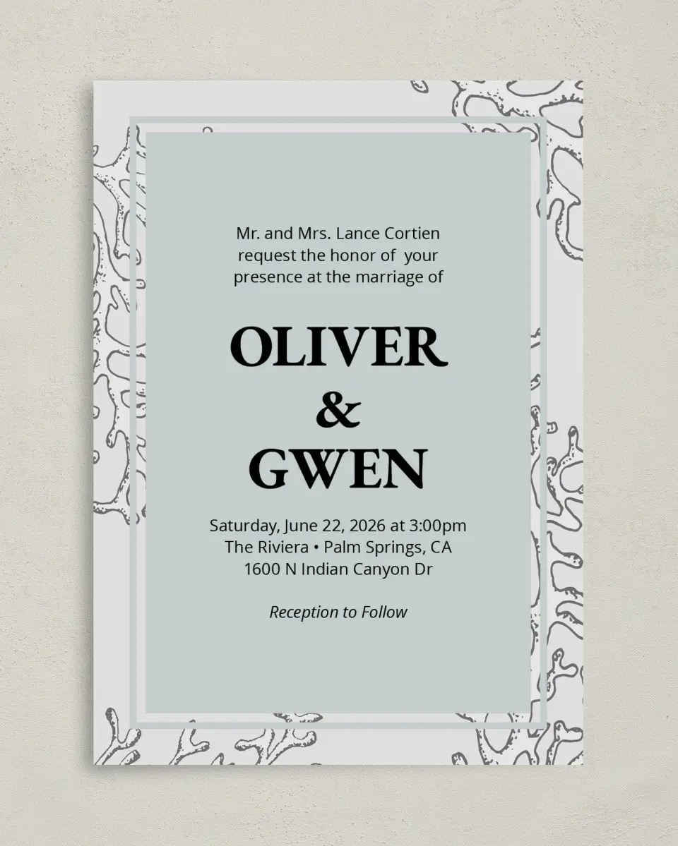 This is a 5" x 7" Classic Wedding Invitation called Maritime Bliss printed in full color on Premium Smooth paper
