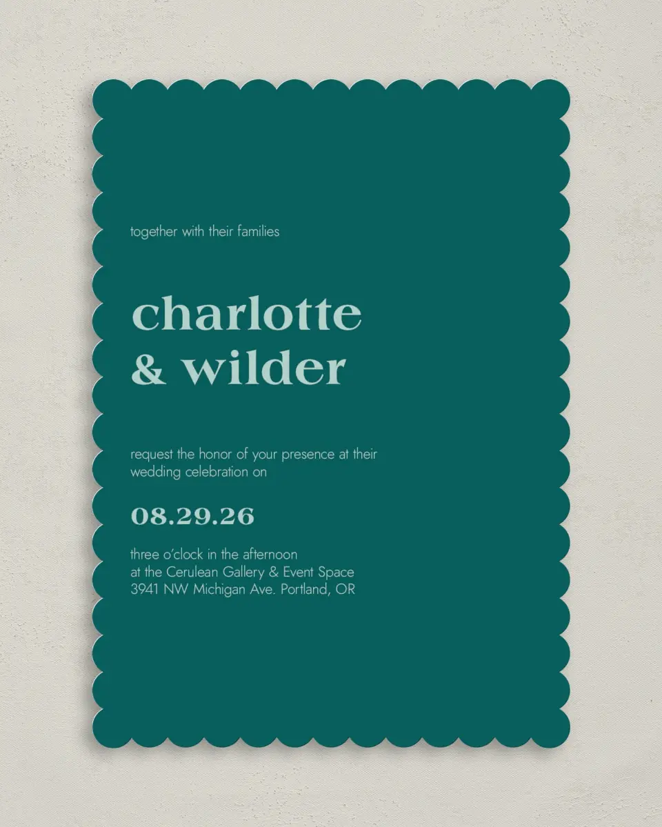 This is a 5" x 7" Classic Wedding Invitation called Love Eternal printed in full color on Premium Smooth paper