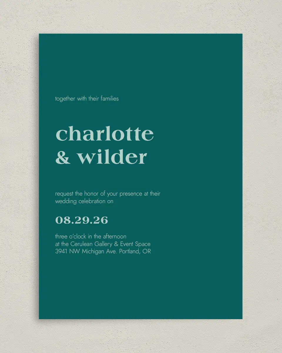 This is a 5" x 7" Classic Wedding Invitation called Love Eternal printed in full color on Premium Smooth paper