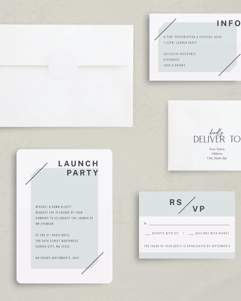 This is a 5" x 7" Rounded Gala Invitation called On the Scene printed in full color on Premium Smooth paper