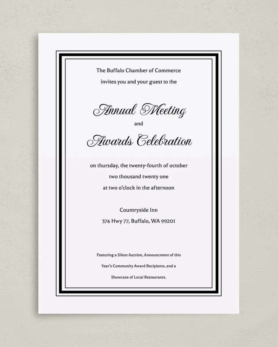 This is a 5" x 7" Rectangle Gala Invitation called Formally Framed printed in full color on Premium Smooth paper