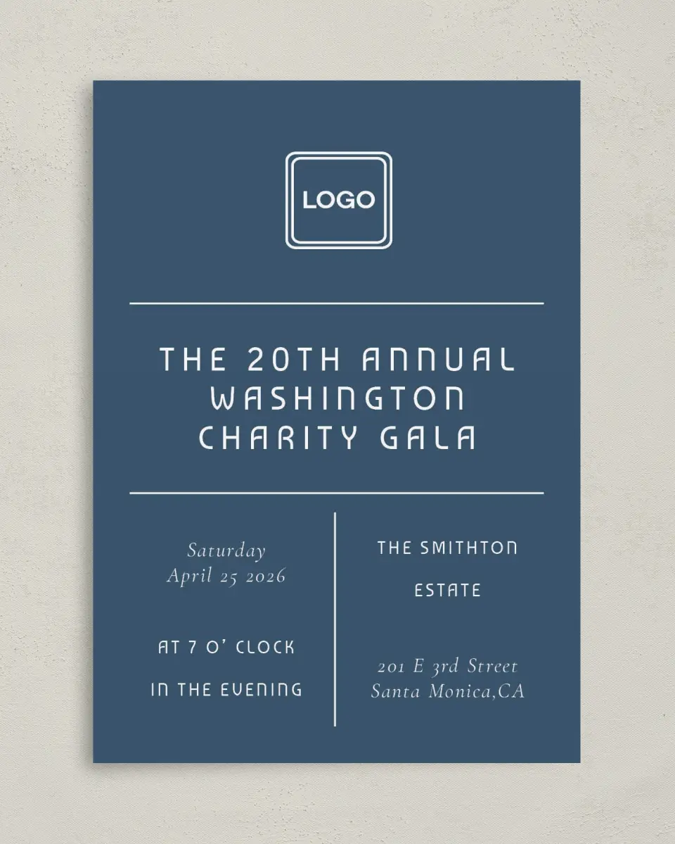 This is a 5" x 7" Rectangle Gala Invitation called Gracious Gala printed in full color on Premium Smooth paper