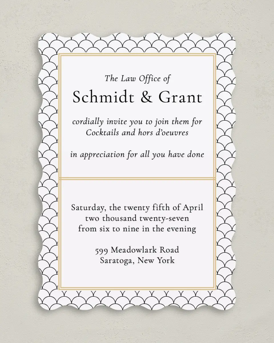 This is a 5" x 7" Wavy Gala Invitation called Evening Celebration printed in full color