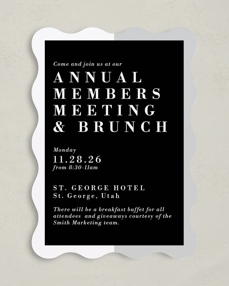 This is a 5" x 7" Wavy Gala Invitation called Be Square printed in full color