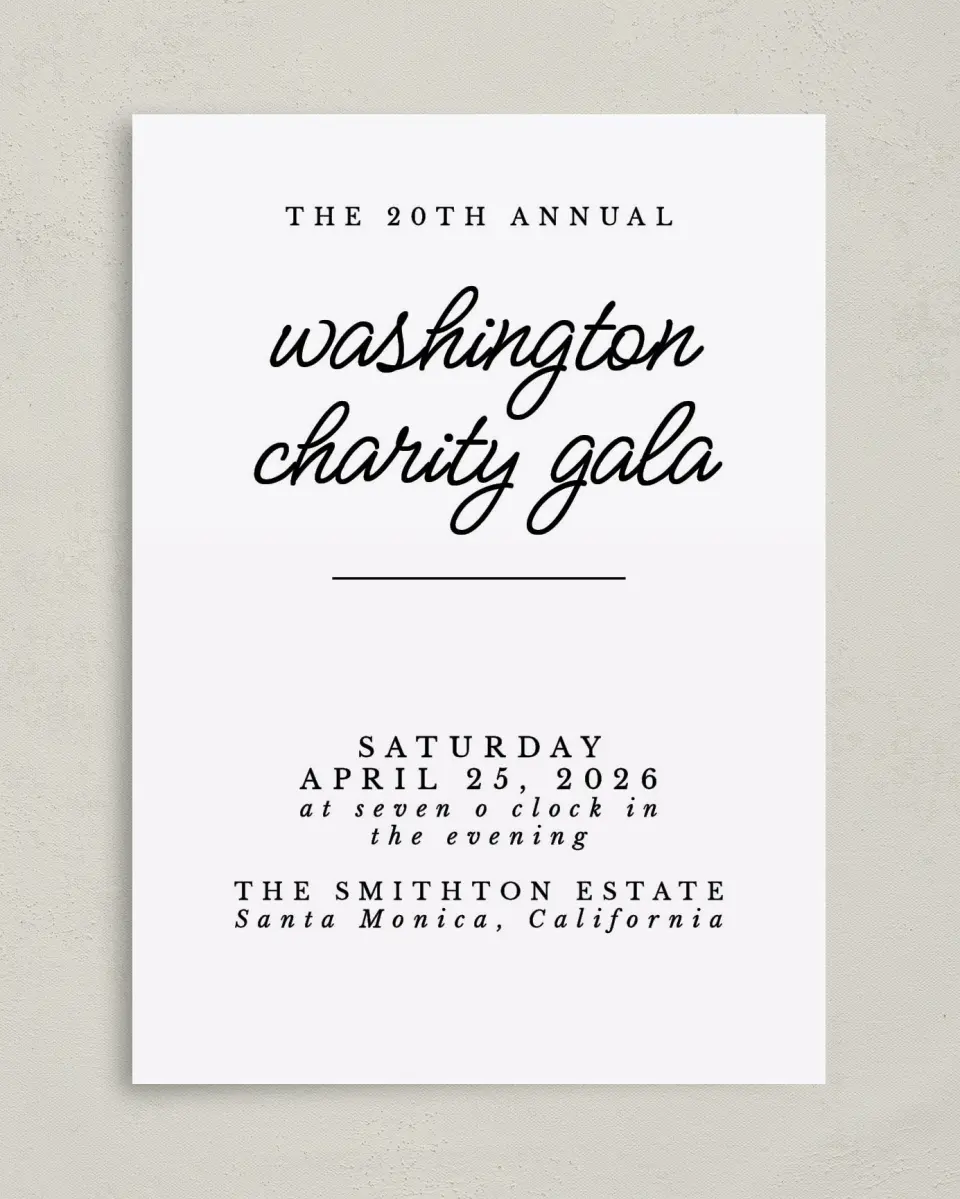 This is a 5" x 7" Rectangle Gala Invitation called Classic Charity Gala printed in full color on Premium Smooth paper