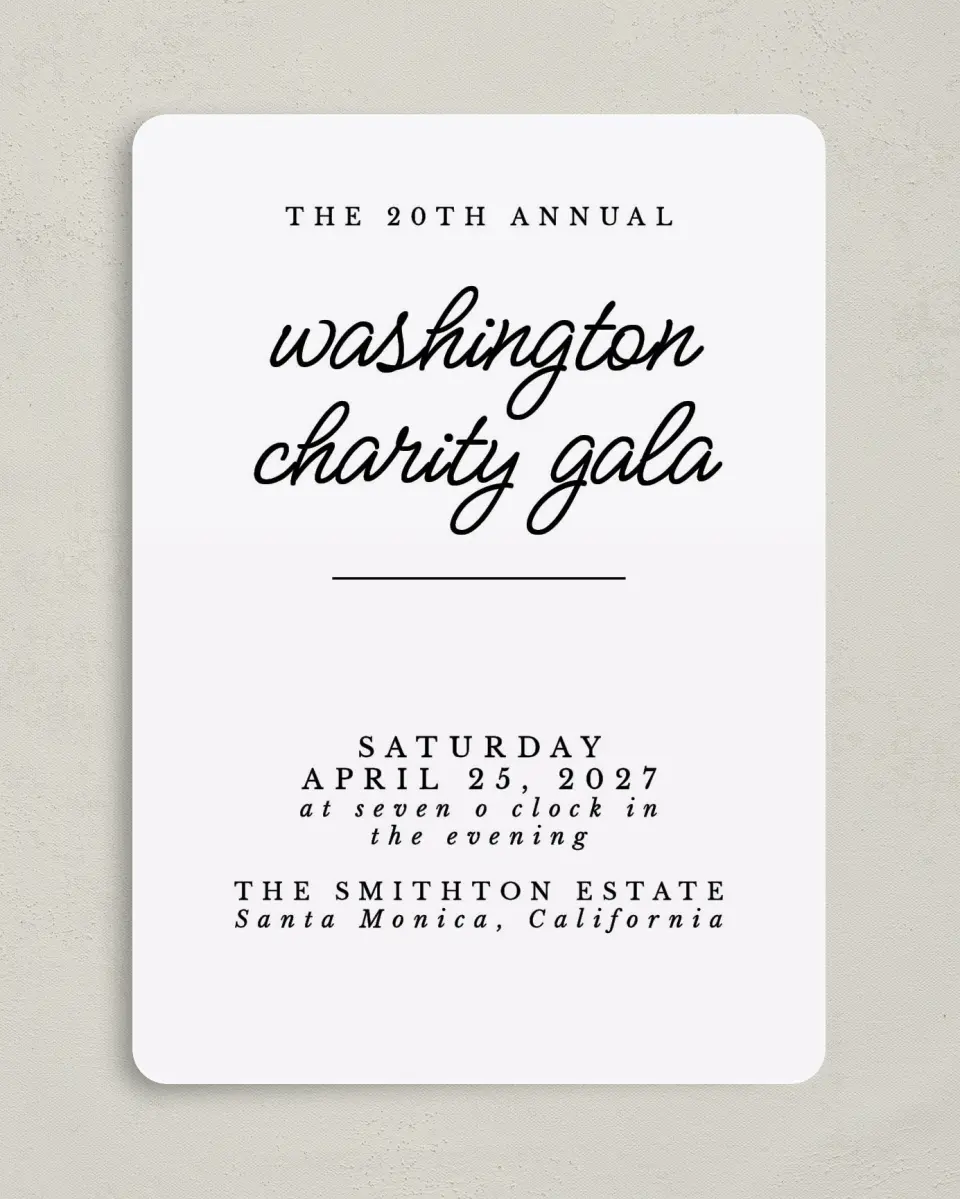 This is a 5" x 7" Rounded Gala Invitation called Classic Charity Gala printed in full color on Premium Smooth paper
