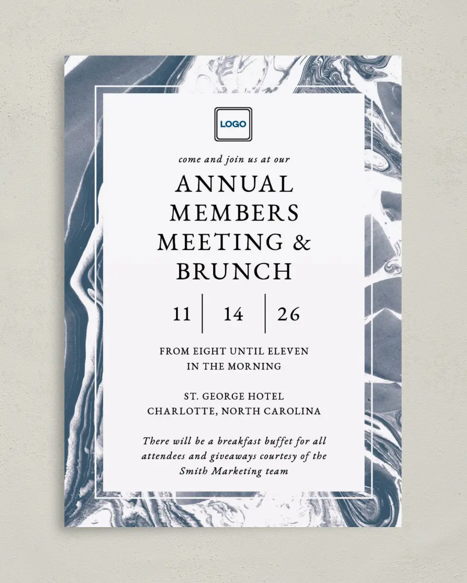 This is a 5" x 7" Rectangle Gala Invitation called Annual Celebration printed in full color on Premium Smooth paper