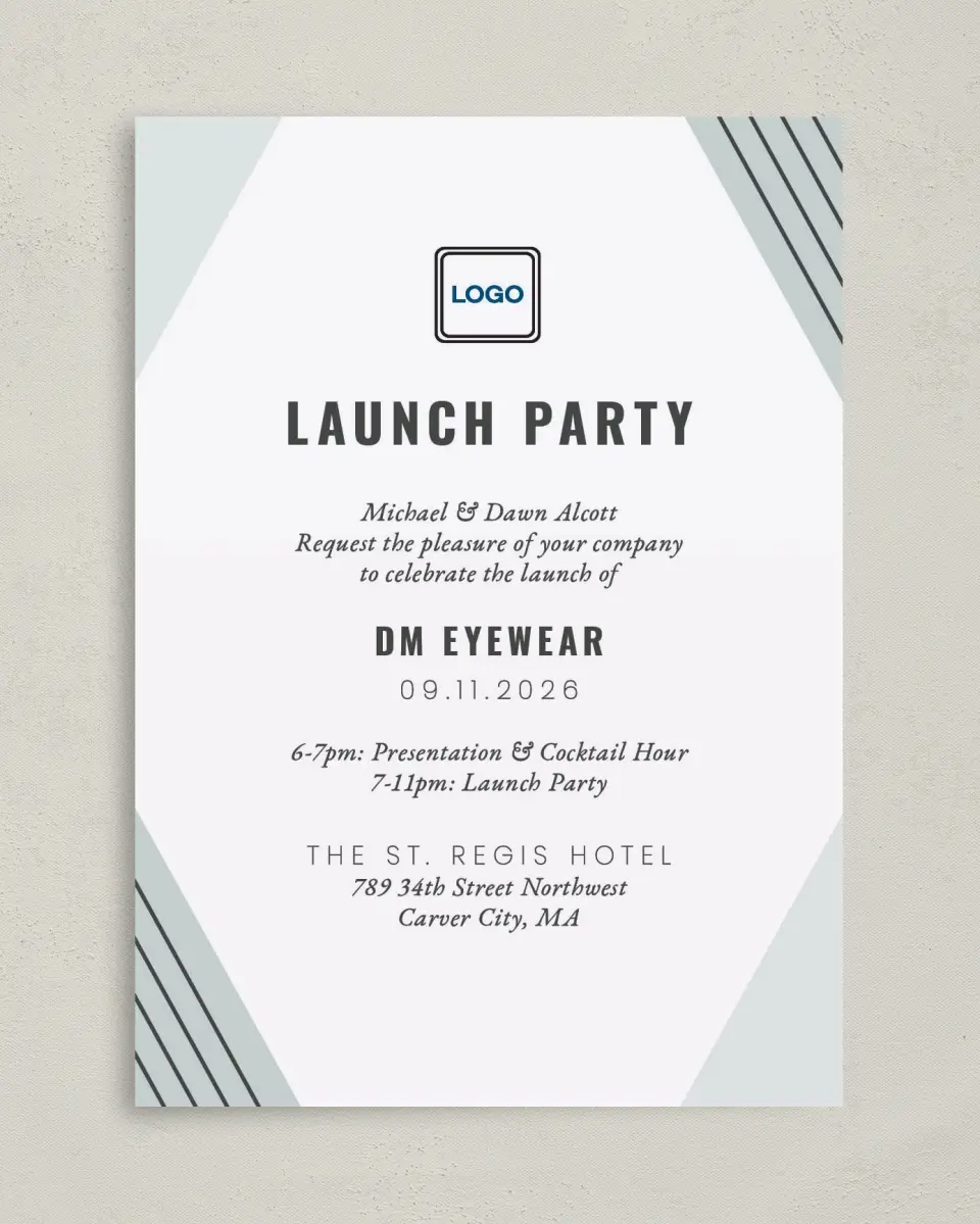 This is a 5" x 7" Rectangle Gala Invitation called Grand Opening printed in full color on Premium Smooth paper