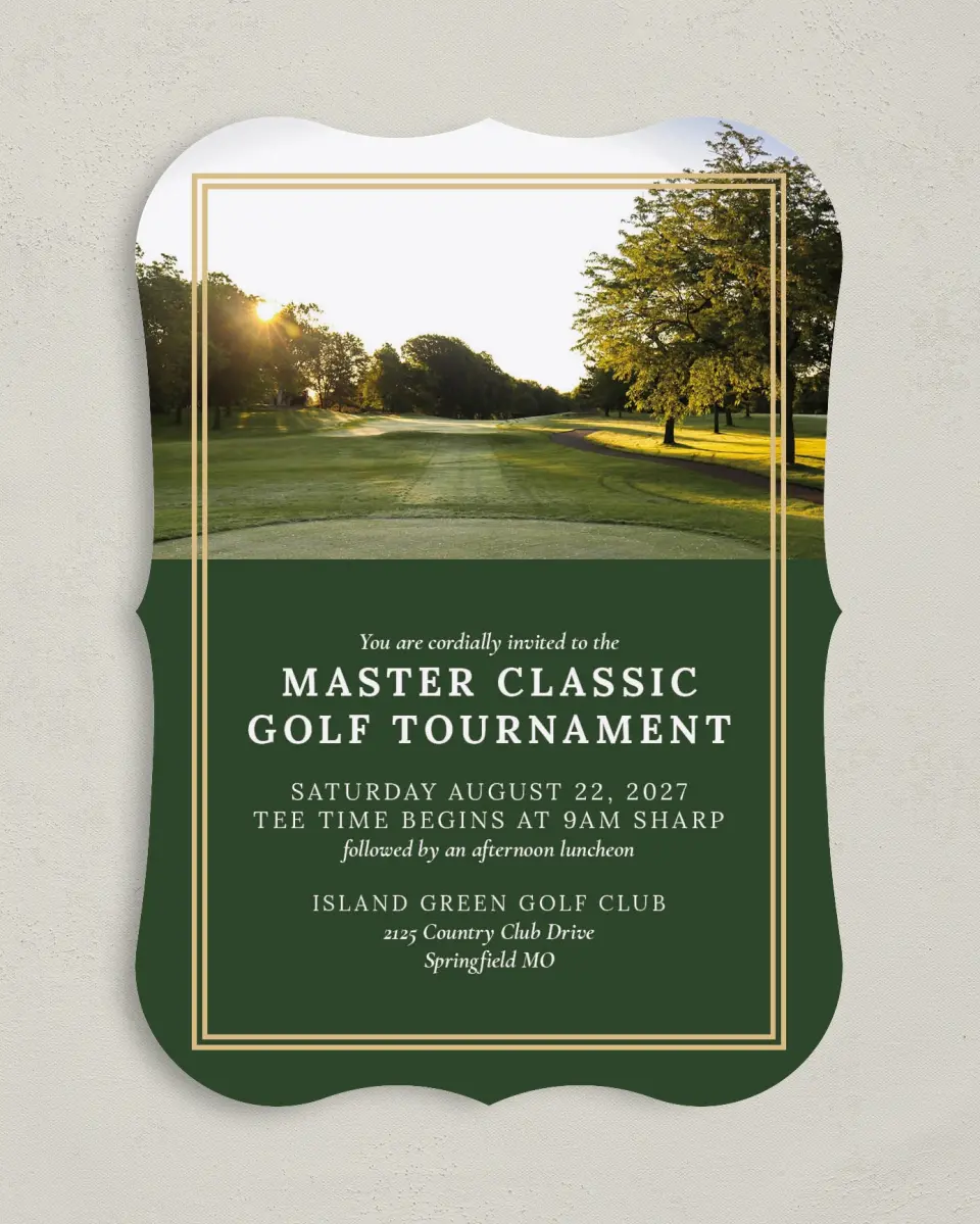 This is a 5" x 7" Bracket Gala Invitation called Classic Tournament printed in full color on Premium Smooth paper