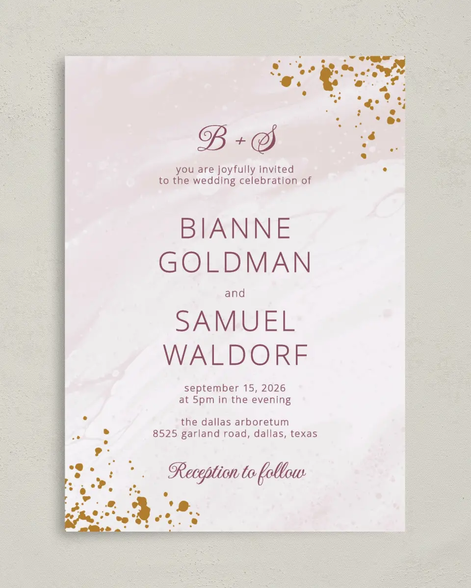 This is a 5" x 7" Classic Wedding Invitation called Tender Mist printed in full color on Premium Smooth paper