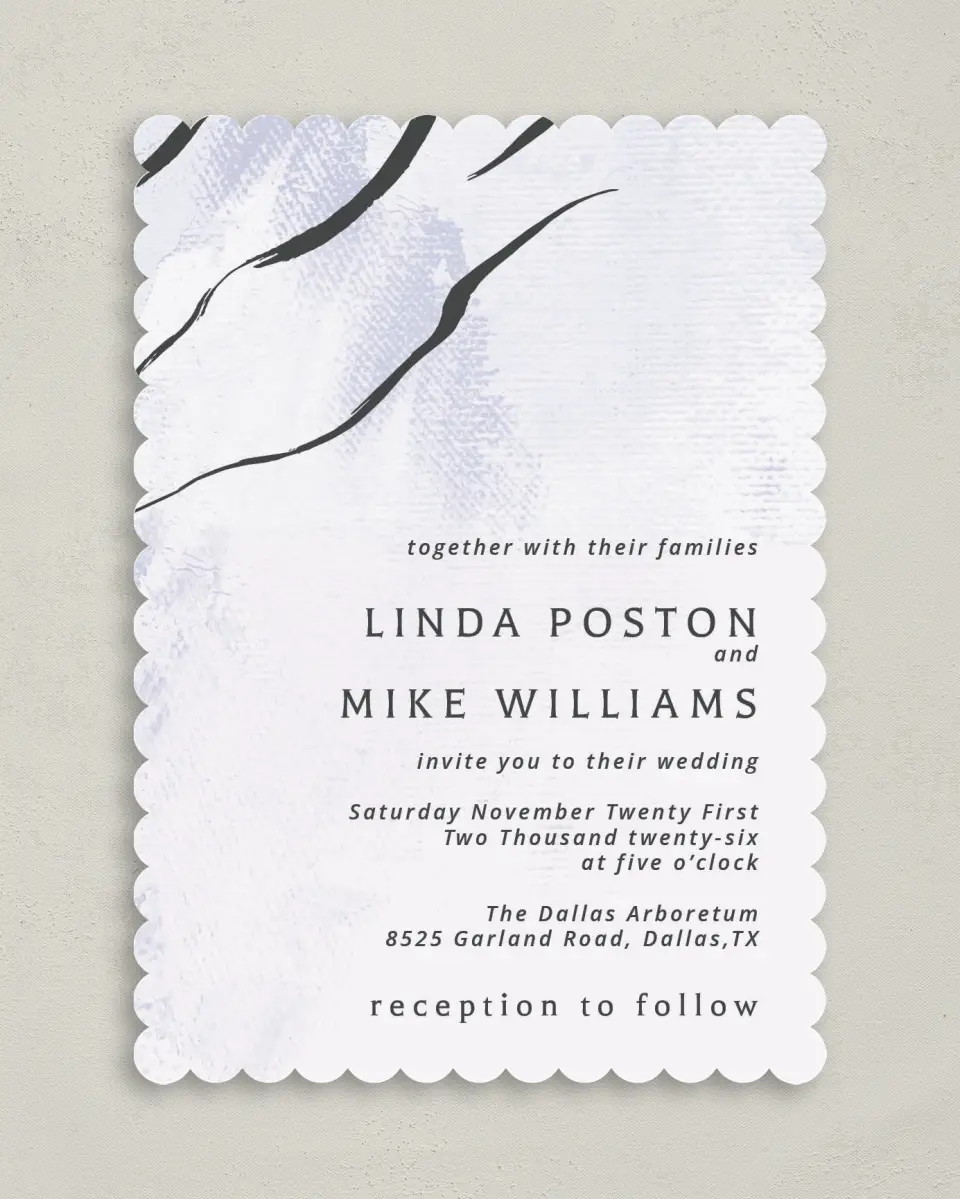 This is a 5" x 7" Classic Wedding Invitation called Gilded Marble printed in full color on Premium Smooth paper