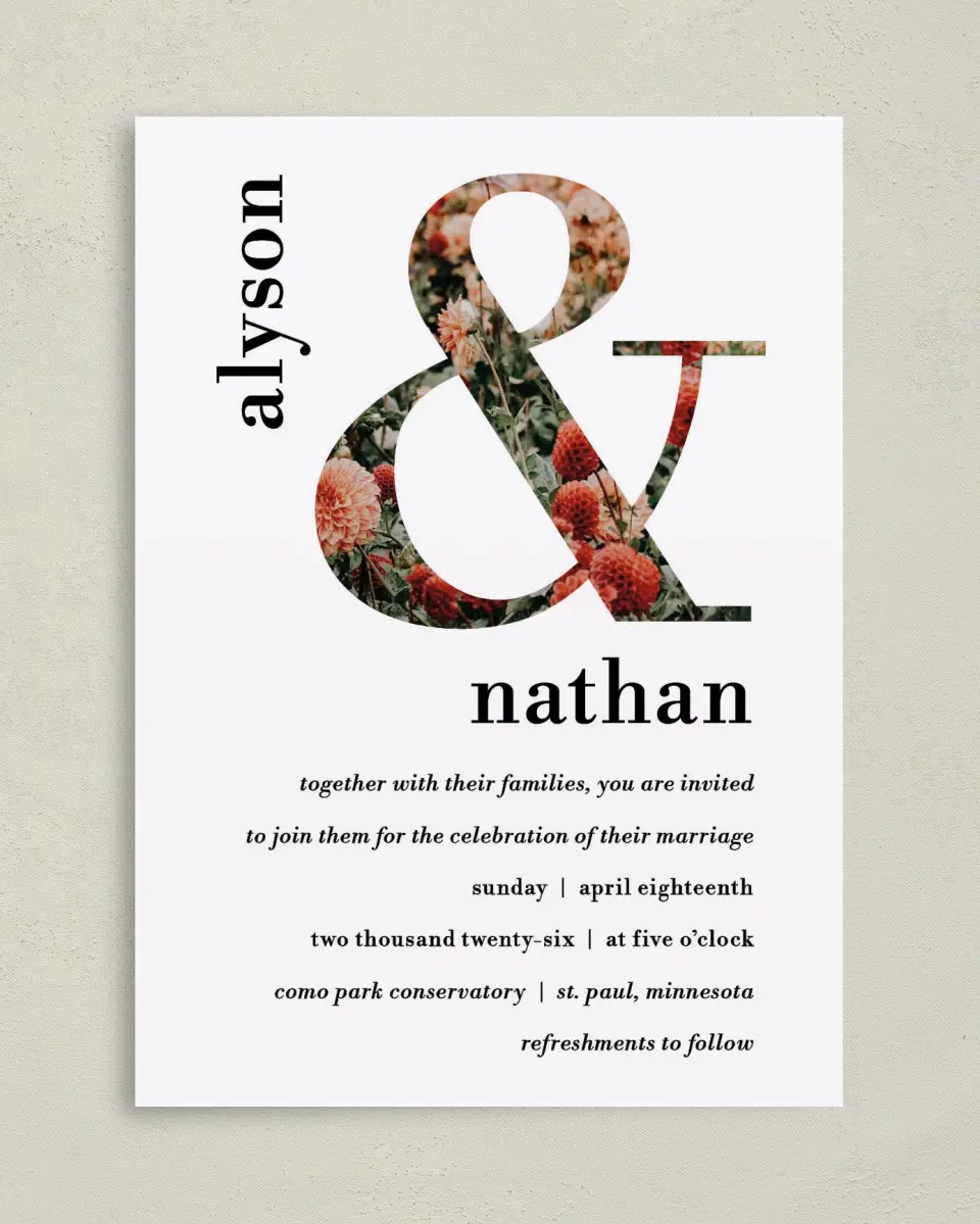 This is a 5" x 7" Classic Wedding Invitation called Dreamy Meadows printed in full color on Premium Smooth paper