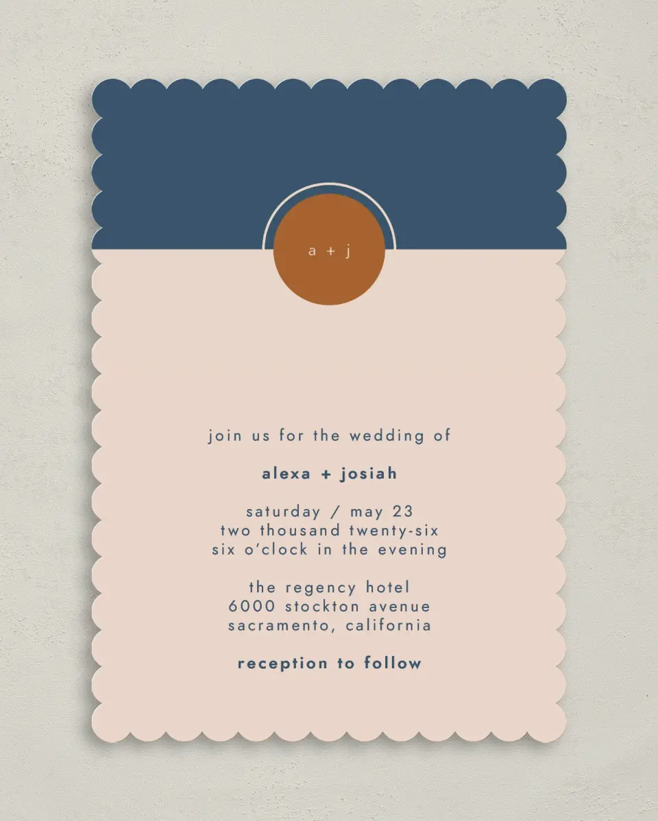 This is a 5" x 7" Classic Wedding Invitation called Our Beginning printed in full color on Premium Smooth paper