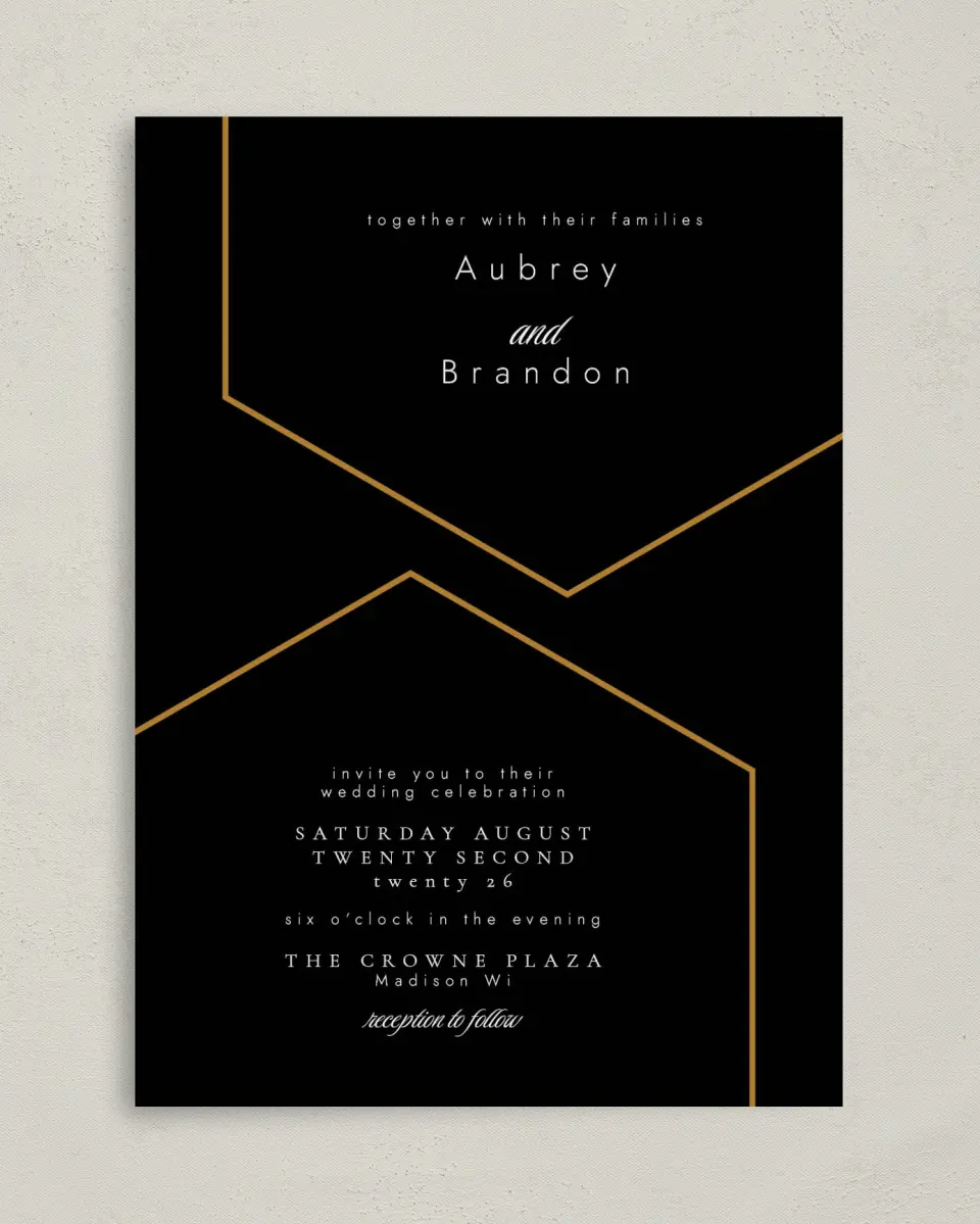 This is a 5" x 7" Classic Wedding Invitation called Love's Ribbon printed in full color on Premium Smooth paper
