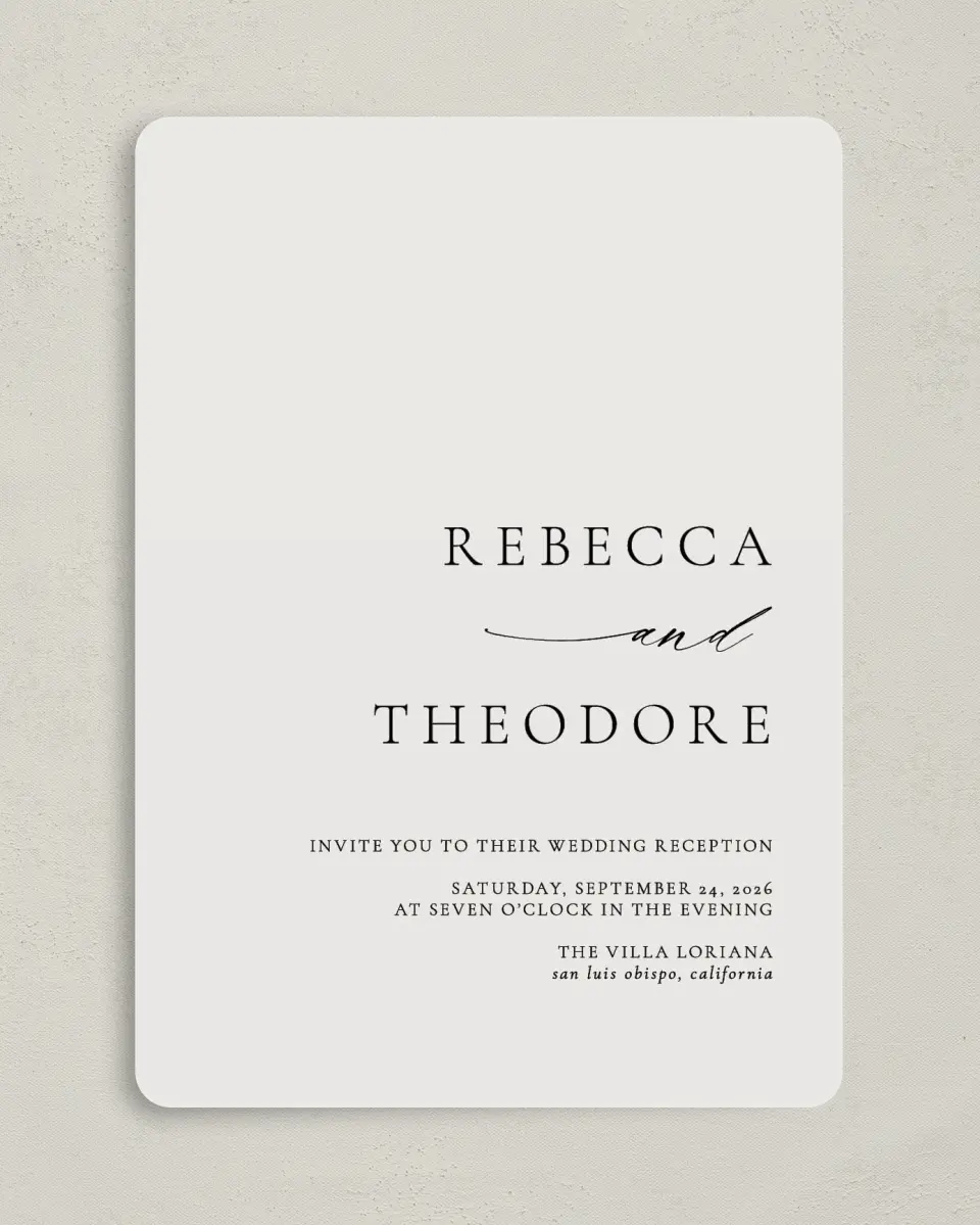 This is a 5" x 7" Reception-Only - CP called Simply Elegant printed in full color on Premium Smooth paper