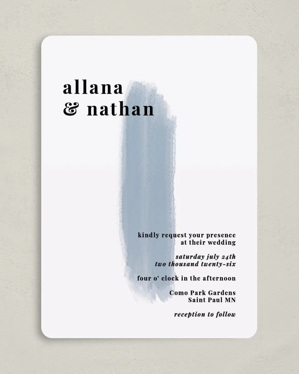 This is a 5" x 7" Rounded Wedding Invitation called Favorite Place printed in full color on Premium Smooth paper