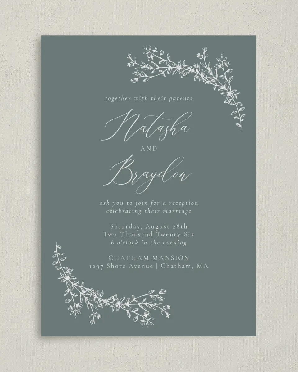This is a 5" x 7" Reception-Only - CP called Timeless Order printed in full color on Premium Smooth paper