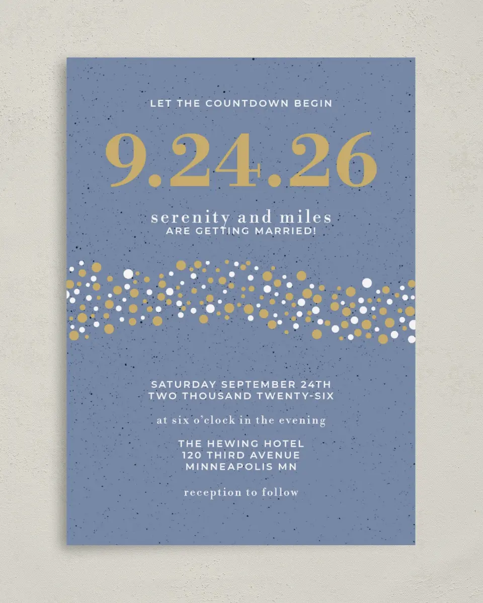 This is a 5" x 7" Classic Wedding Invitation called Modern Countdown printed in full color on Premium Smooth paper