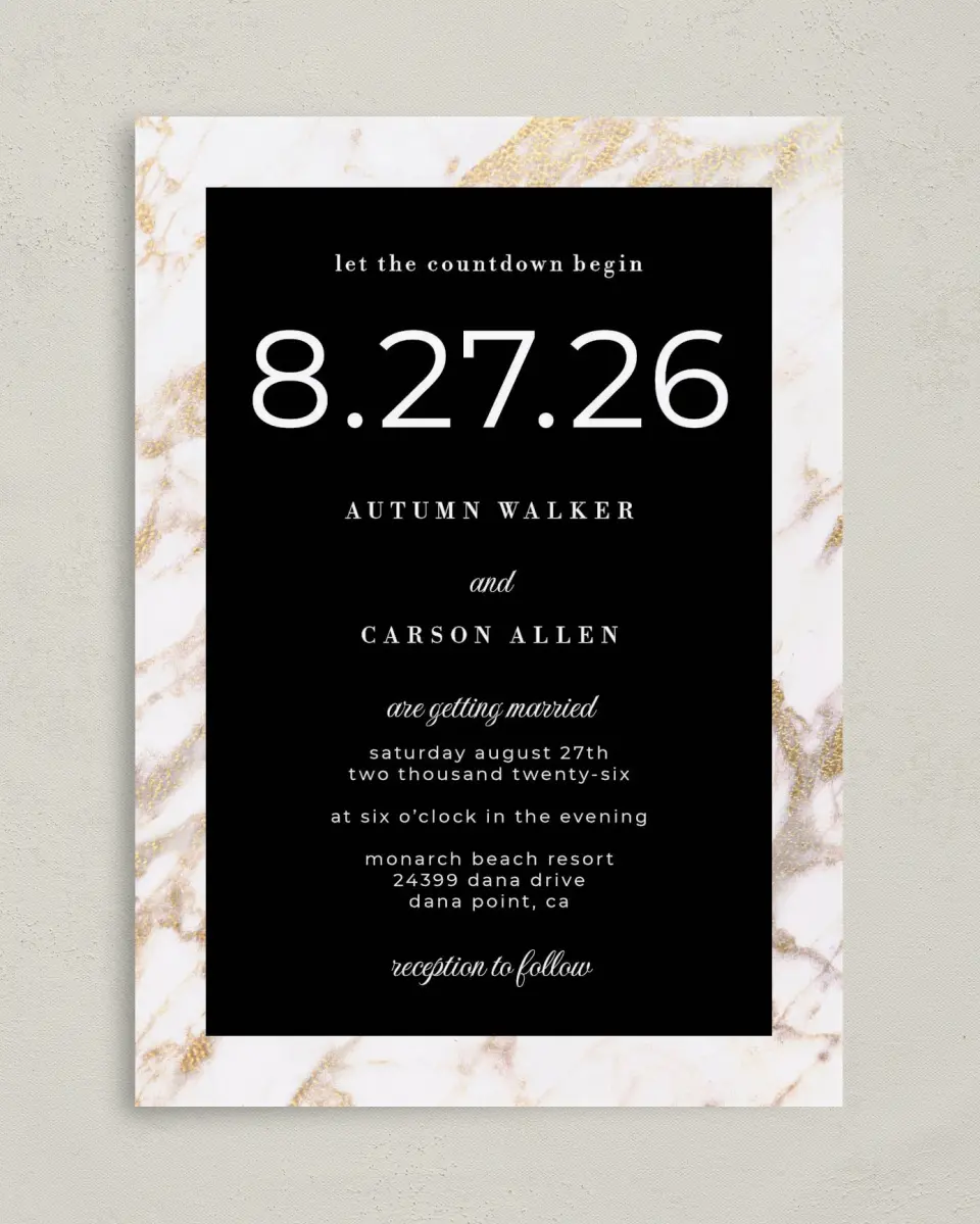 This is a 5" x 7" Classic Wedding Invitation called Classic Count printed in full color on Premium Smooth paper