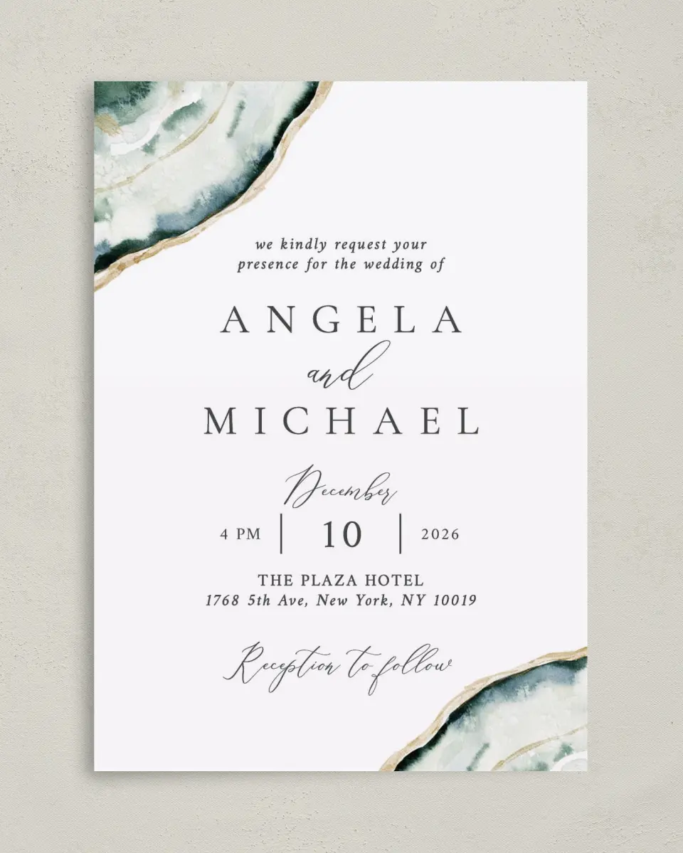 This is a 5" x 7" Classic Wedding Invitation called Rich Structure printed in full color on Premium Smooth paper