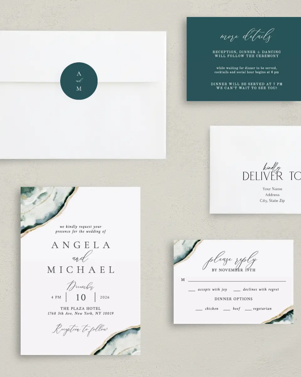This is a 5" x 7" Classic Wedding Invitation called Rich Structure printed in full color on Premium Smooth paper