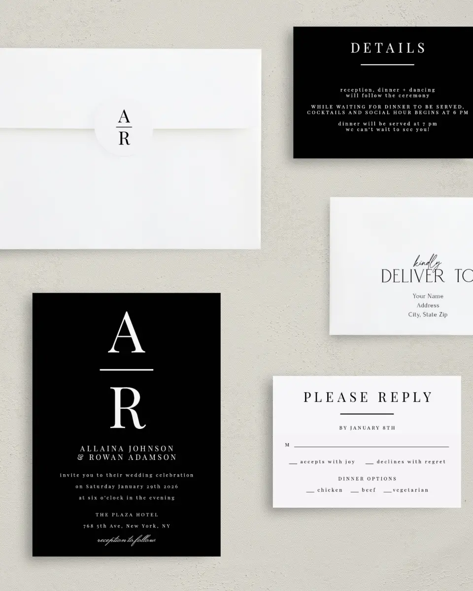 This is a 5" x 7" Classic Wedding Invitation called Pure Devotion printed in full color on Premium Smooth paper
