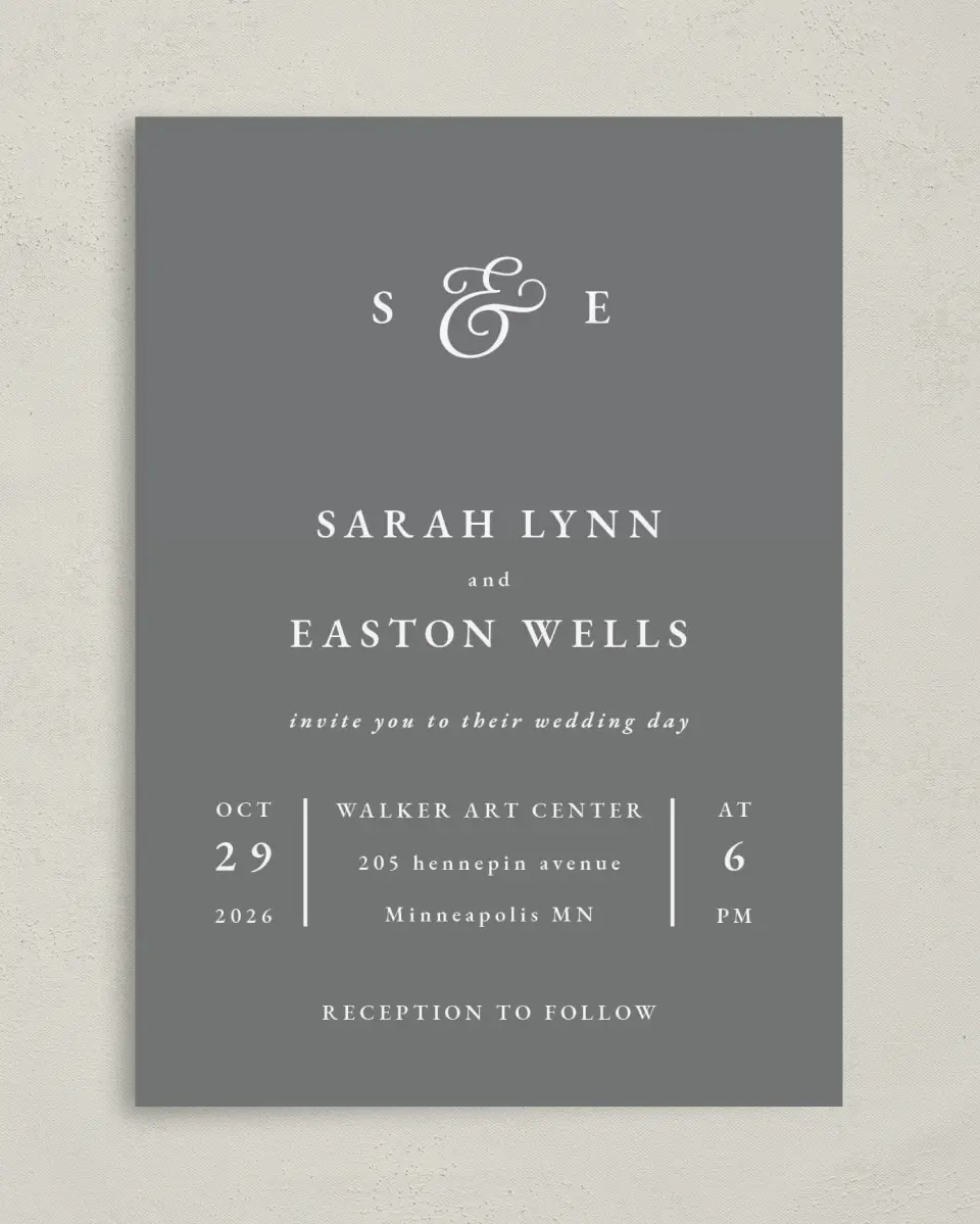 This is a 5" x 7" Classic Wedding Invitation called Heavenly Harmony printed in full color on Premium Smooth paper