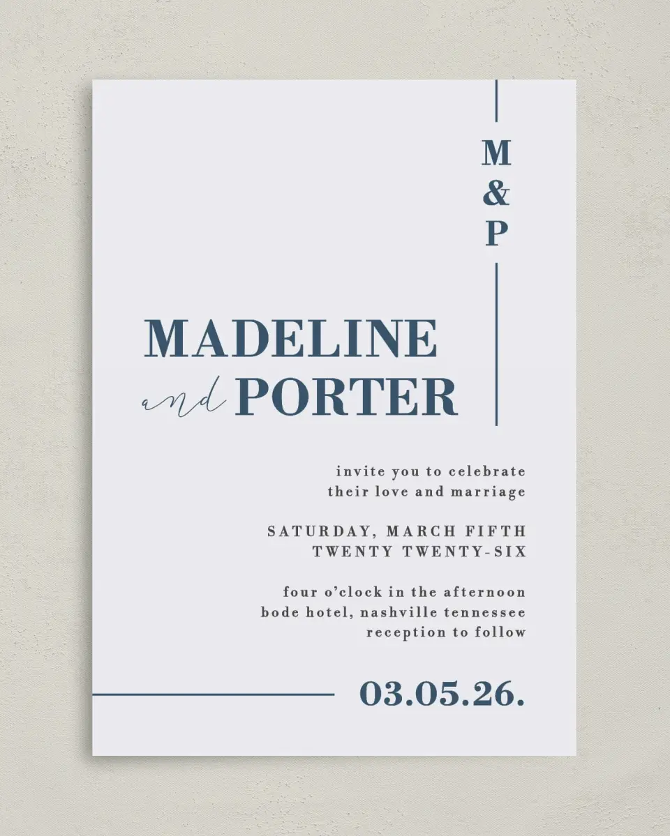 This is a 5" x 7" Classic Wedding Invitation called For Eternity printed in full color on Premium Smooth paper