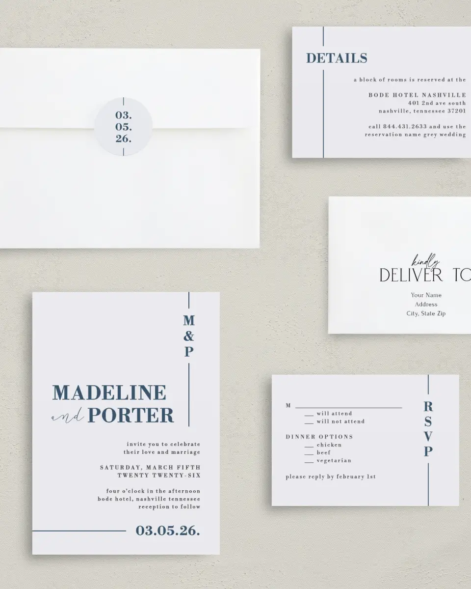 This is a 5" x 7" Classic Wedding Invitation called For Eternity printed in full color on Premium Smooth paper