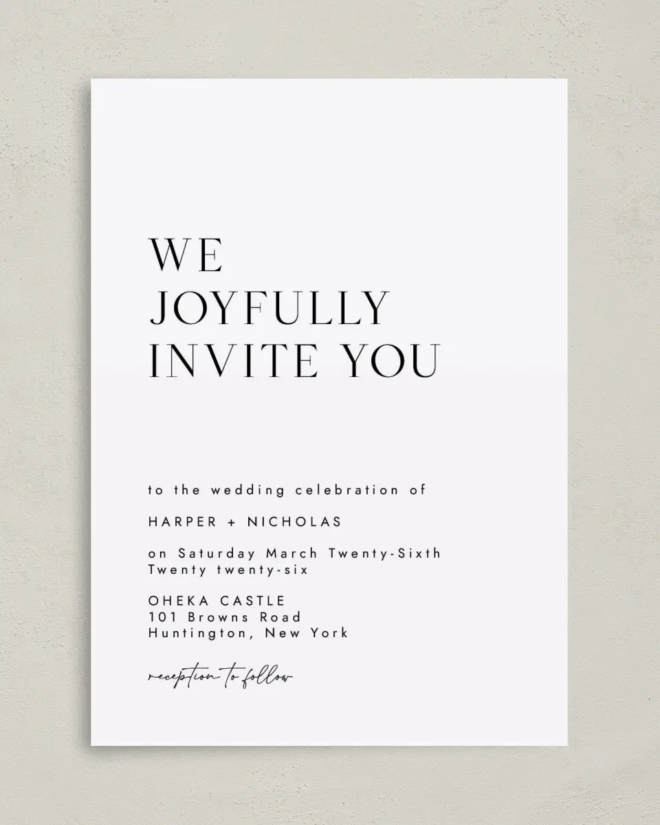 This is a 5" x 7" Classic Wedding Invitation called Spacious Idea printed in full color on Premium Smooth paper