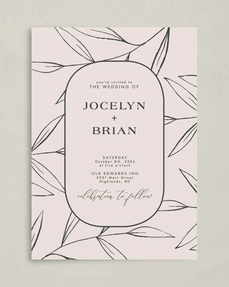 This is a 5" x 7" Classic Wedding Invitation called Dazzling Moment printed in full color on Premium Smooth paper
